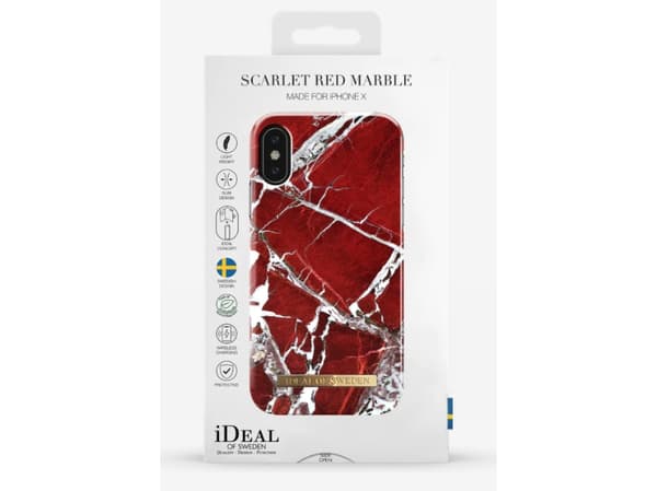 IDEAL OF SWEDEN Fashion Case - Baksidedeksel for mobiltelefon - plastikk - flammende rød marmor - for Apple iPhone X, XS