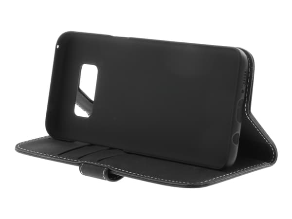 Insmat Flip Case - Lommebok for mobiltelefon - ekte skinn - svart - for Samsung Galaxy S8