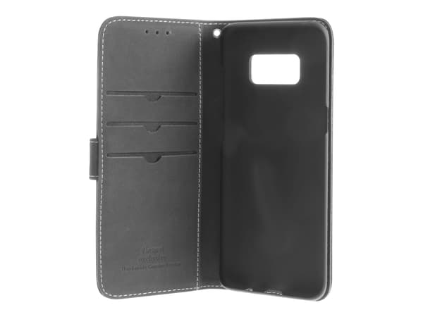 Insmat Flip Case - Lommebok for mobiltelefon - ekte skinn - svart - for Samsung Galaxy S8