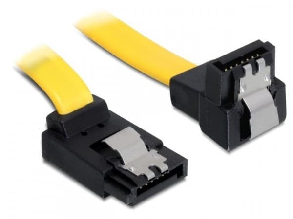 DeLOCK Cable SATA - SATA-kabel - Serial ATA 150/300/600 - SATA (hona) till SATA (hona) - 70 cm - vinklad kontakt, hasp, vinklad kontakt - gul