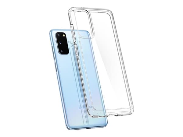 Spigen Ultra Hybrid Series - Baksidesskydd för mobiltelefon - polykarbonat, termoplastisk polyuretan (TPU) - CrystalClear - för Samsung Galaxy S20, S