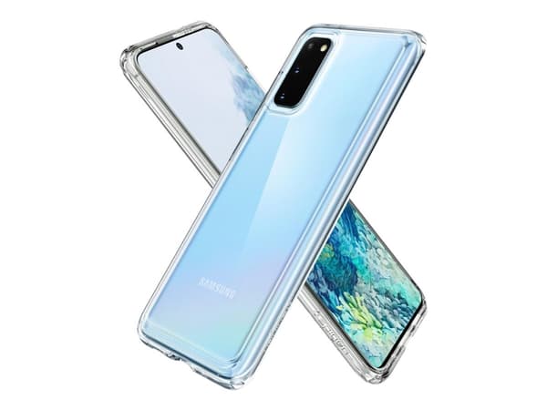 Spigen Ultra Hybrid Series - Baksidesskydd för mobiltelefon - polykarbonat, termoplastisk polyuretan (TPU) - CrystalClear - för Samsung Galaxy S20, S