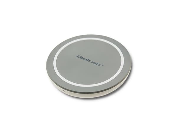 Qoltec RING - Trådløs ladepute - 10 watt - 1.2 A - QC 3.0 - grå