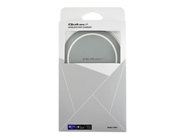 Qoltec RING - Trådløs ladepute - 10 watt - 1.2 A - QC 3.0 - grå