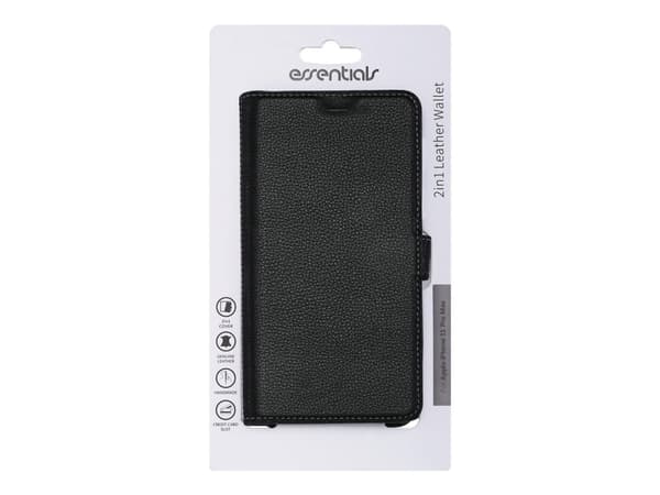 Essentials Wallet Detachable - Vikbart fodral för mobiltelefon - genuint läder - svart - för Apple iPhone 11 Pro Max