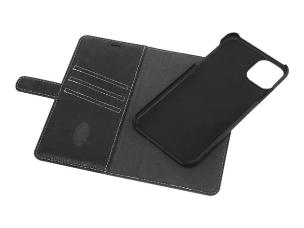 Essentials Wallet Detachable - Vikbart fodral för mobiltelefon - genuint läder - svart - för Apple iPhone 11 Pro Max