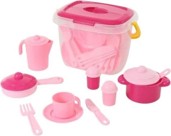 Polesie 57662 "Nastka" tallerkener for 4 personer - 28 stk. i en bøtte