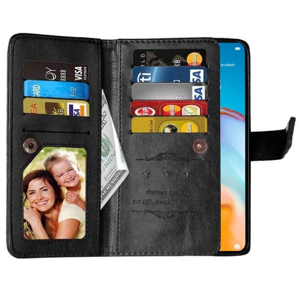 Lompakkotelo Flexi 9-kortti Huawei P40 Pro (ELS-AN00) : väri - musta