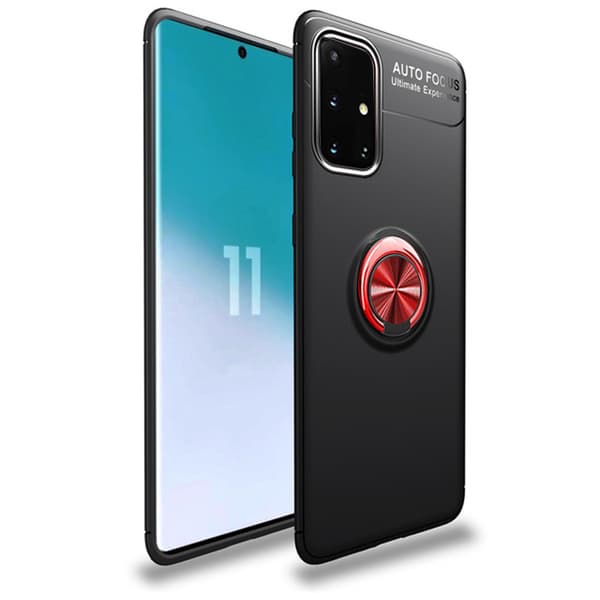 Samsung Galaxy A51 - Praktiskt Skal med Ringhållare Svart/Röd Svart/Röd