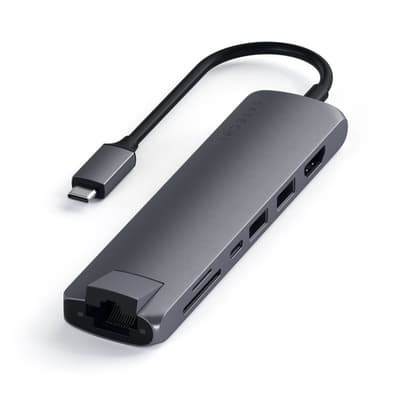Slim USB-C MultiPort med Ethernet Space Grey
