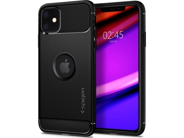Spigen Rugged Armor, Omslag, Apple, iPhone 11, Svart