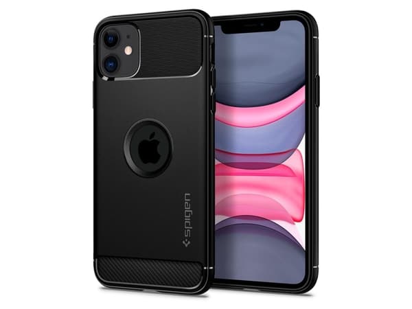 Spigen Rugged Armor, Omslag, Apple, iPhone 11, Svart