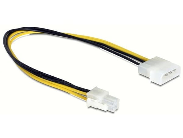 DeLOCK 0.3m P4/Molex 4-pin, 0,3 m, ATX (4-pin), Molex (4-pin), Musta, Keltainen