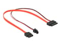 Miniatyrbild 1 av 3: Delock - SATA-kabel - Serial ATA 150/300/600 - Smal SATA (R) till 4 pin ATX12V, SATA - 30 cm - svart, röd