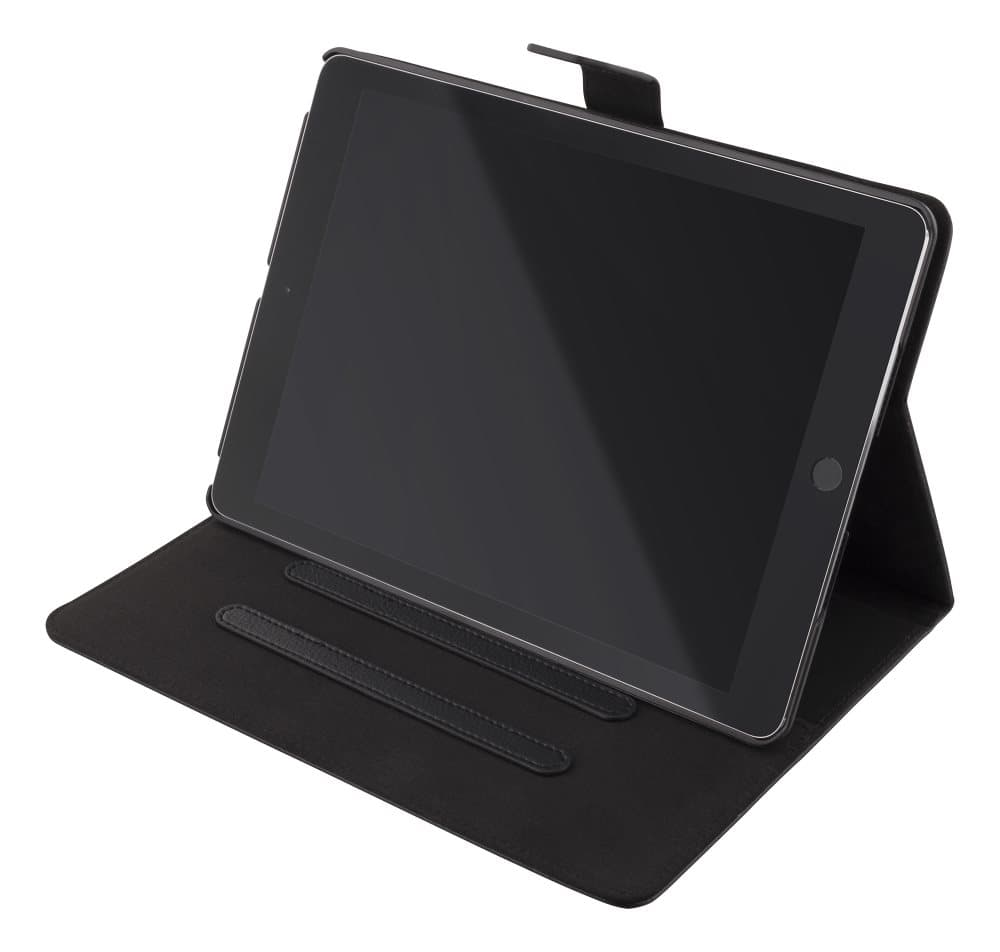DELTACO iPad case, vegan leather, wake function, support, black