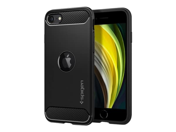 Spigen Rugged Armor, Suojus, Apple, iPhone SE, 11,9 cm (4.7"), Musta