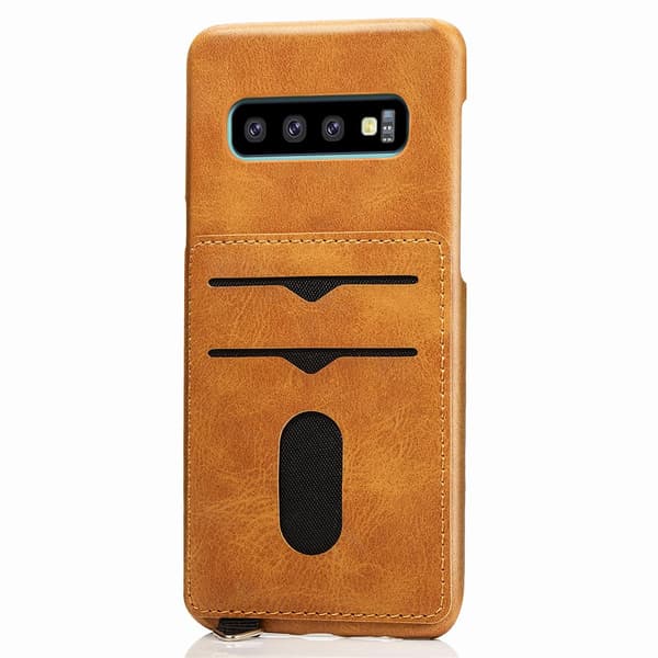 Samsung Galaxy S10 - Stilsäkert Skal med Korthållare (LEMAN) Ljusbrun Ljusbrun