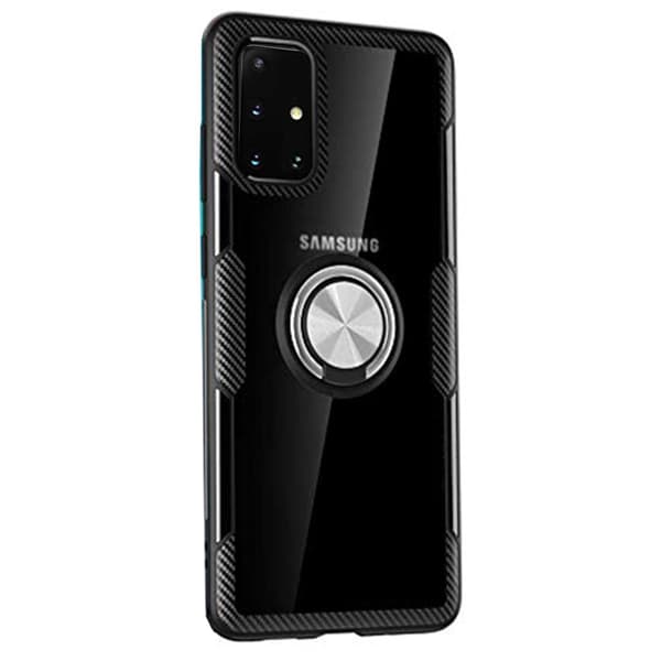Praktiskt Skal med Ringhållare - Samsung Galaxy A51 Svart/Silver Svart/Silver