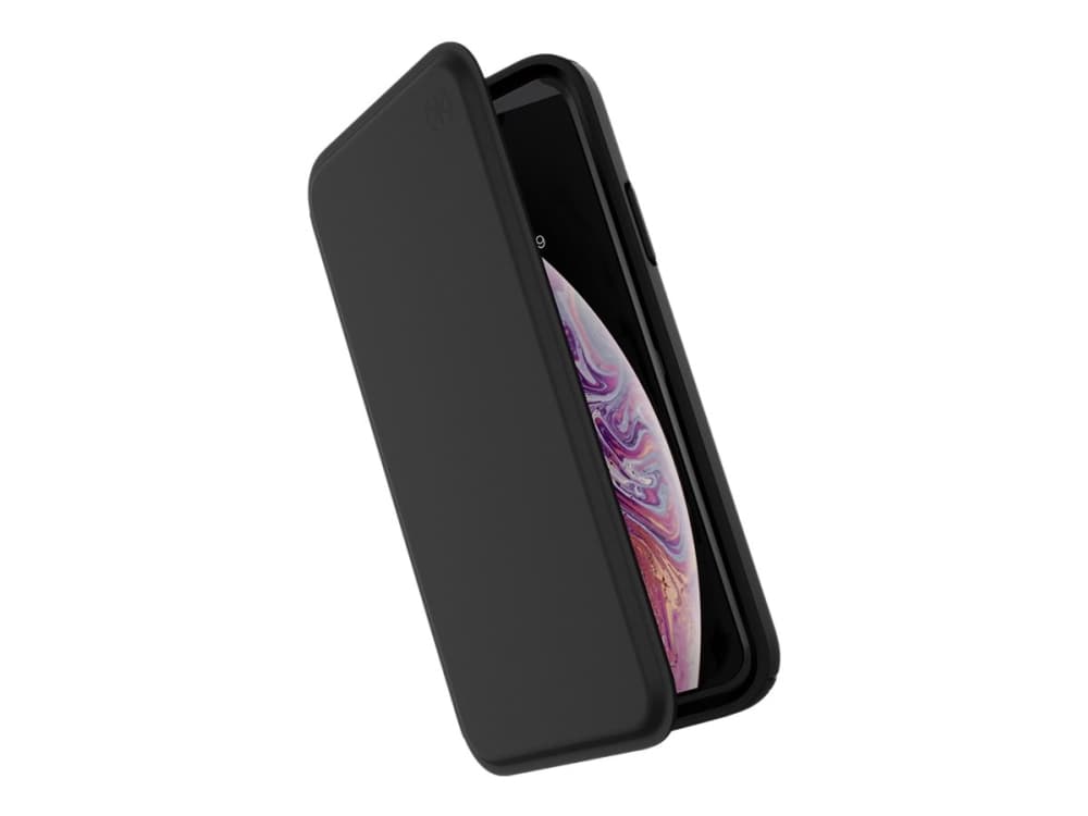 Speck Presidio Folio LEATHER - Lommebok for mobiltelefon - polykarbonat - svart - for Apple iPhone X, XS