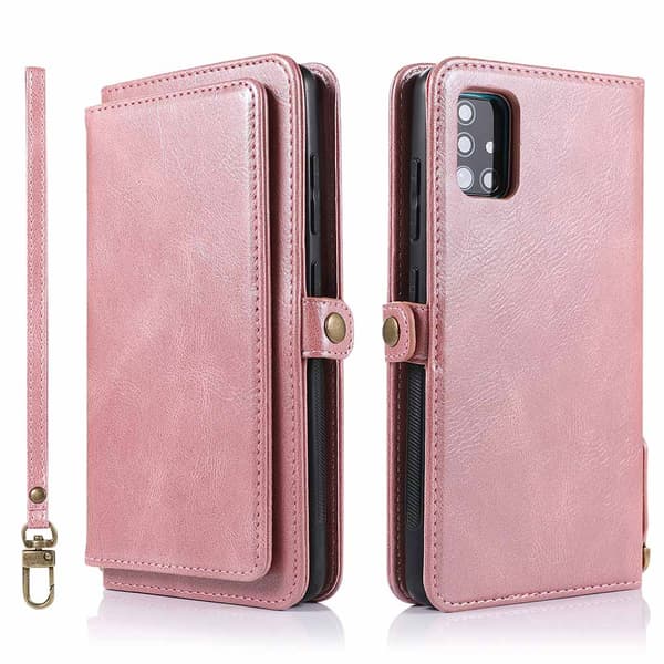Samsung Galaxy A71 - Genomtänkt Dubbelfunktions Plånboksfodral Roséguld