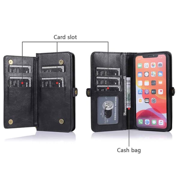 iPhone 11 Pro Max - Praktiskt Dubbelt Plånboksfodral
