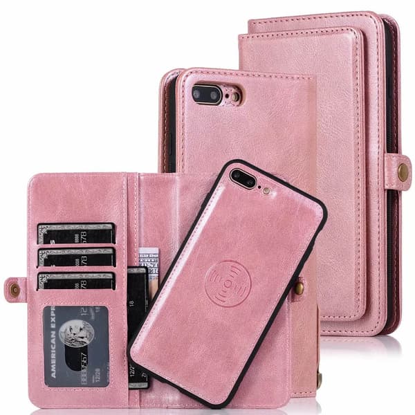 iPhone 7 Plus - Praktiskt Smart Plånboksfodral Roséguld
