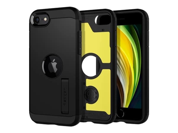 Spigen Tough Armor - Baksidesskydd för mobiltelefon - polykarbonat, termoplastisk polyuretan (TPU) - svart - för Apple iPhone 7, 8, SE (andra generat