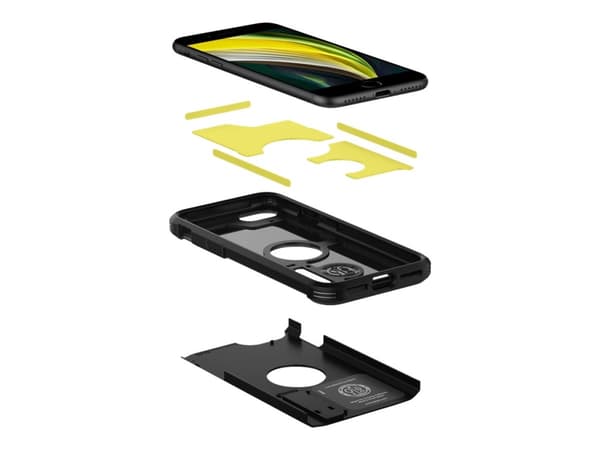Spigen Tough Armor - Baksidesskydd för mobiltelefon - polykarbonat, termoplastisk polyuretan (TPU) - svart - för Apple iPhone 7, 8, SE (andra generat