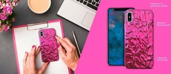 Fodral Puro EtuI Glam Metal Flex Cover för iPhone X silver