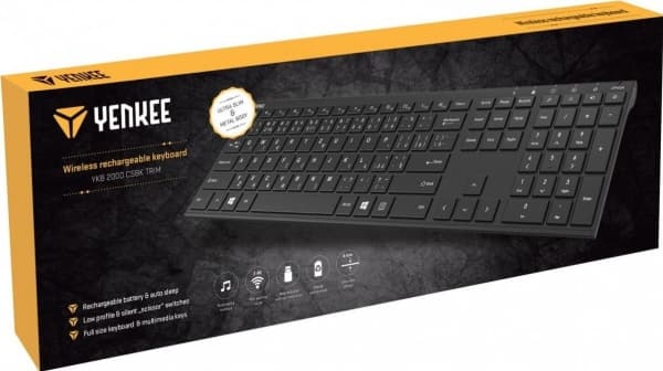SLIM wireless keyboard YKB 2000 CSBK rechargeable battery