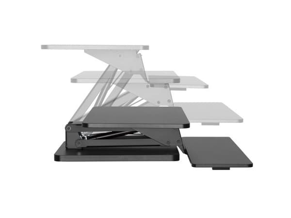 Maclean MC-882 desk stand for keyboard and monitor or laptop for seated standing work - gas spring