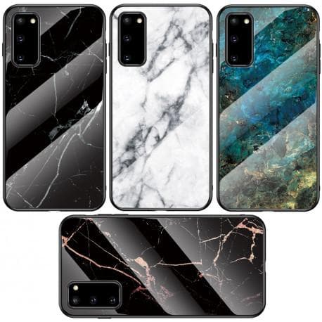 Samsung S20 Marble Shell 9H hærdet glas bagside Glassback V2
