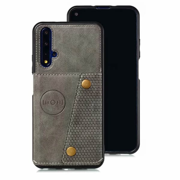 Huawei Nova 5T - Genomtänkt Skal med Kortfack Grå