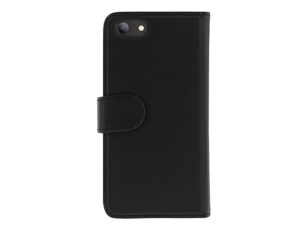 DELTACO - Lommebok for mobiltelefon - gummiert - svart - for Apple iPhone 7, 8, SE (2nd generation)