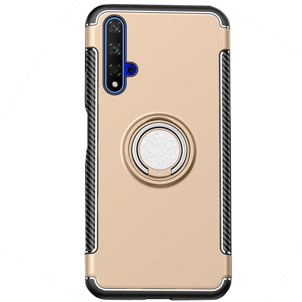 Genomtänkt Skal med Ringhållare - Huawei Nova 5T Guld Guld