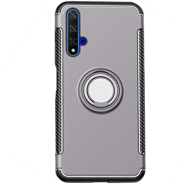 Huawei Nova 5T - Skal med Ringhållare Grå Grå