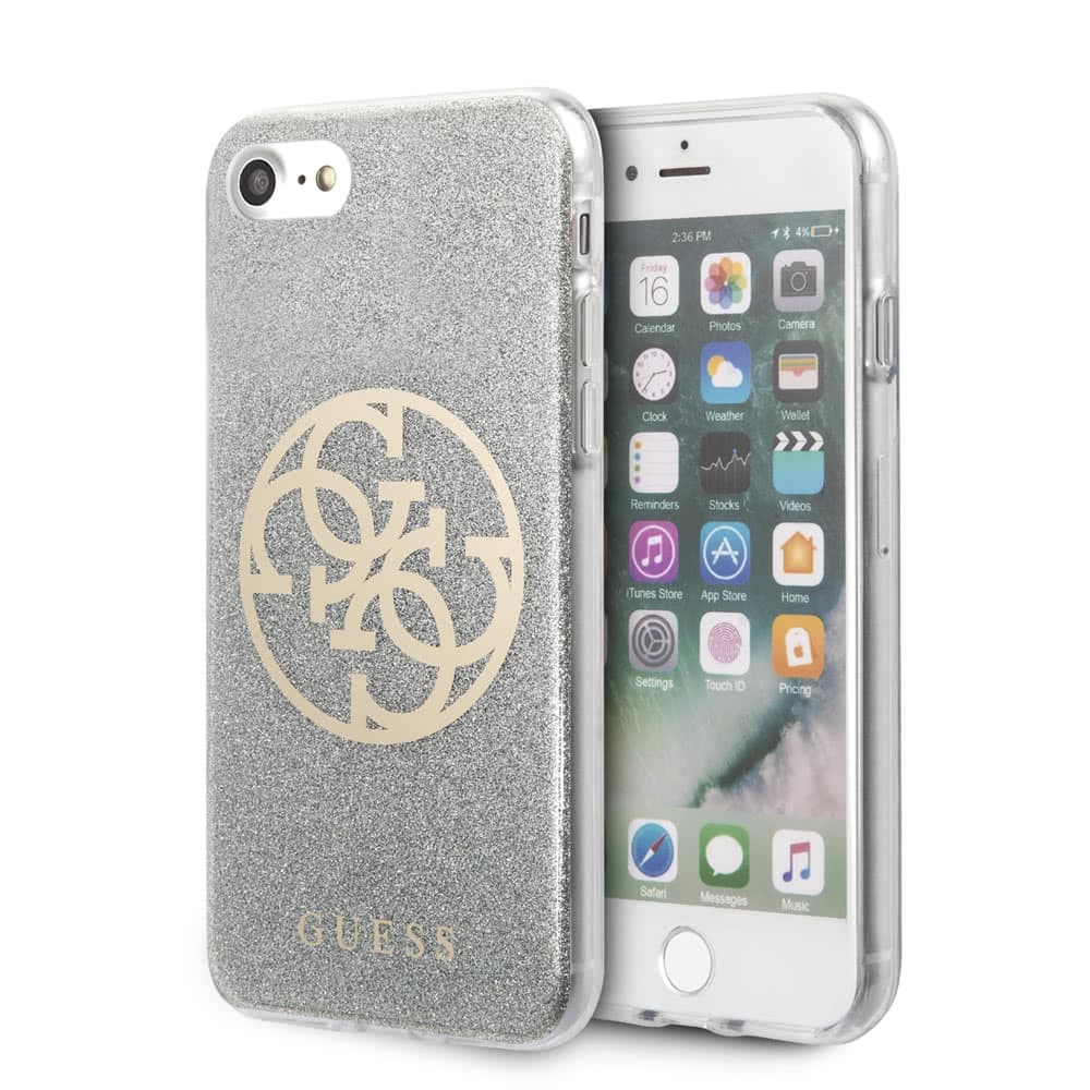iPhone 7/8/SE 2020 Skal Glitter Circle Silver