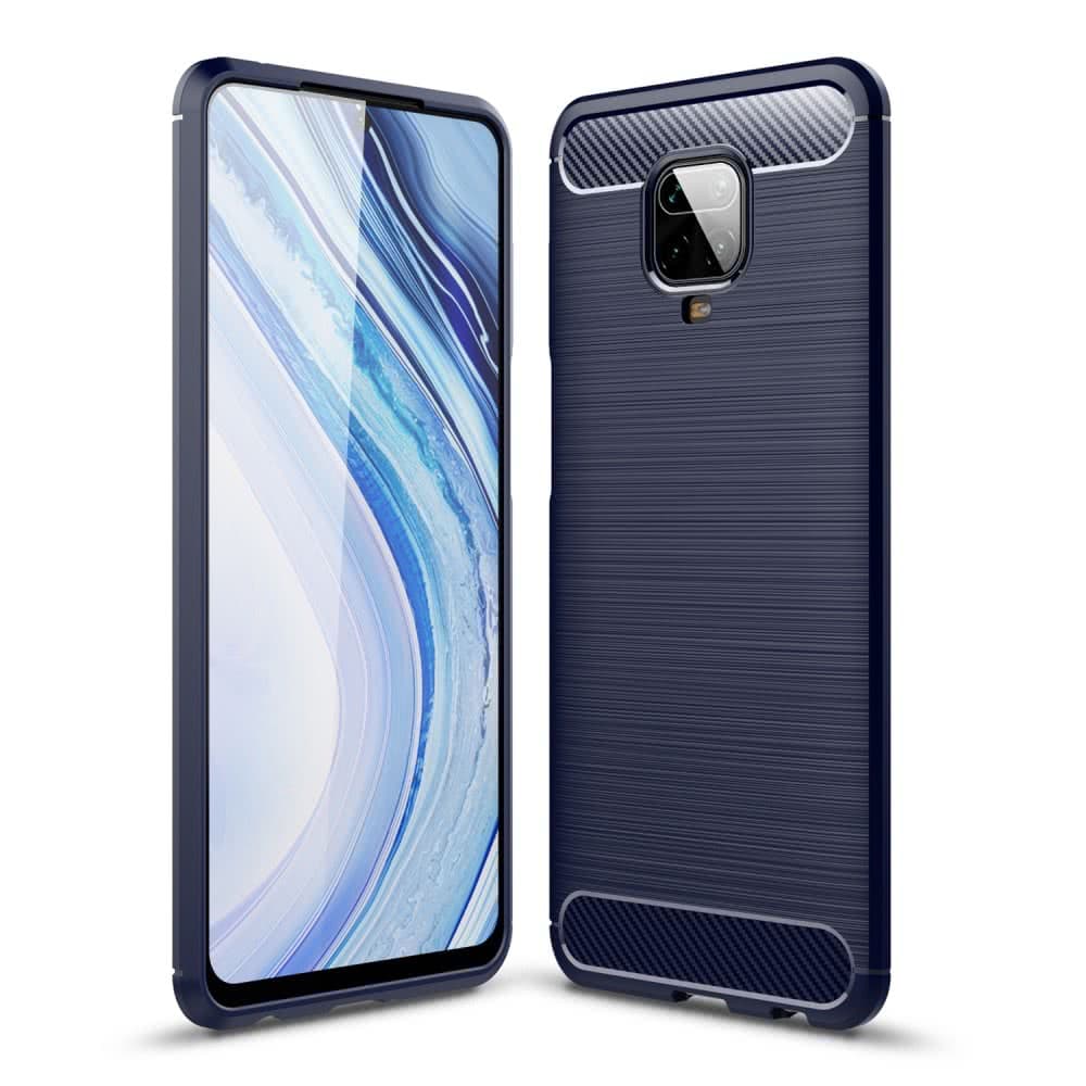 Xiaomi Redmi Note 9 Pro Suojakuori Harjattu Hiilikuiturakenne Tummansininen