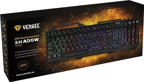 YKB 3200 Shadow metal-tangentbord, LED-bakgrundsbelyst