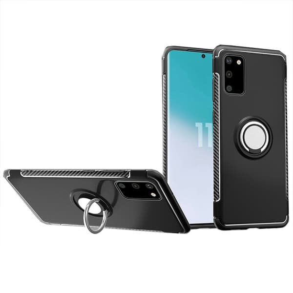 Praktiskt Skal med Ringhållare - Samsung Galaxy S20 Svart Svart