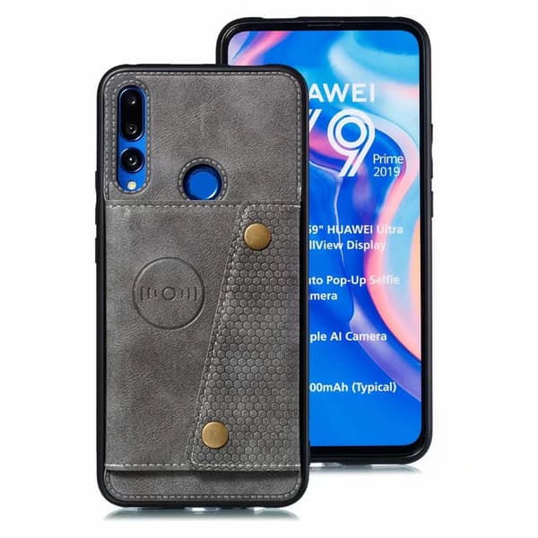 Huawei P Smart Z - Genomtänkt Skal med Kortfack Grå Grå