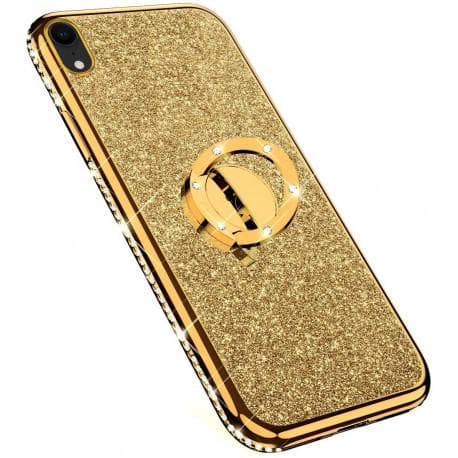 iPhone XR iskunvaimenninkotelo, jossa sormusteline tekojalokivi