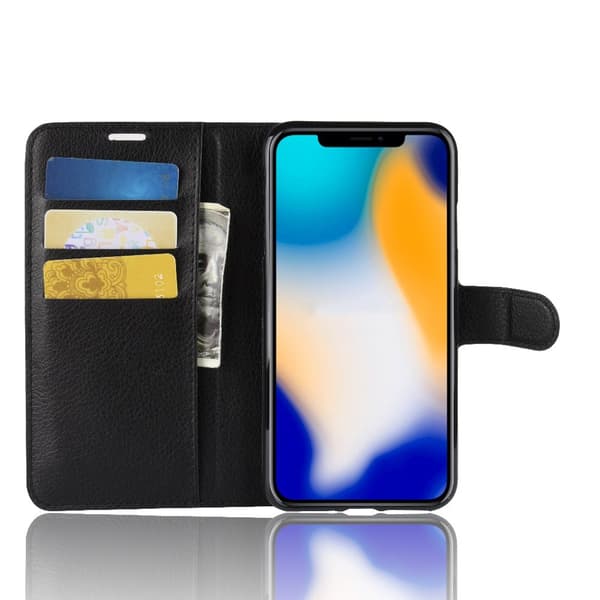 Mobilfodral Läder iPhone XS Max Svart