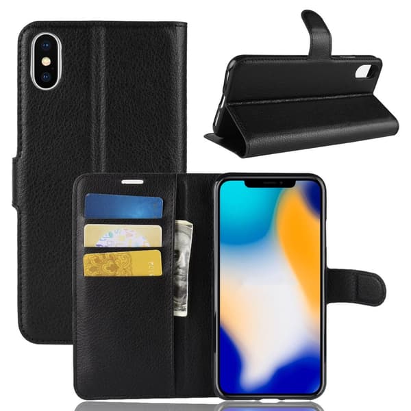 Mobilfodral Läder iPhone XS Max Svart