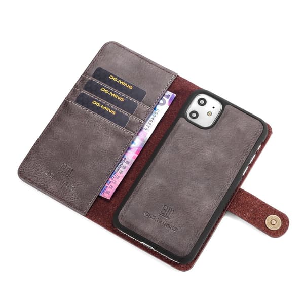 DG.MING 2-in-1 Magnet Wallet iPhone 11 Brown