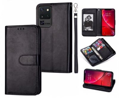 Plånboksfodral Samsung Galaxy S20 ULTRA Dubbla Kortfack (9 kort) Svart
