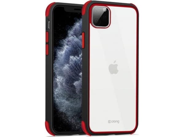 Crong Trace Clear Cover - iPhone 11 Pro-deksel (svart/rød)