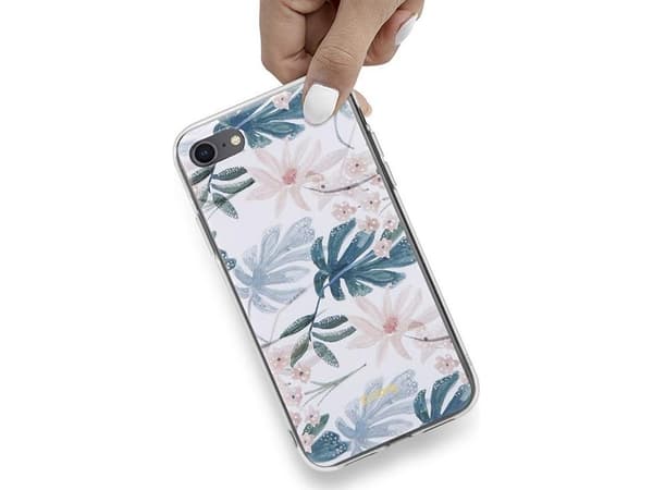 Crong Flower-deksel – iPhone SE (2022/2020) / 8/7-deksel (hvit og blå)
