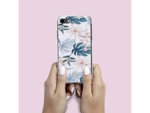 Crong Flower-deksel – iPhone SE (2022/2020) / 8/7-deksel (hvit og blå)