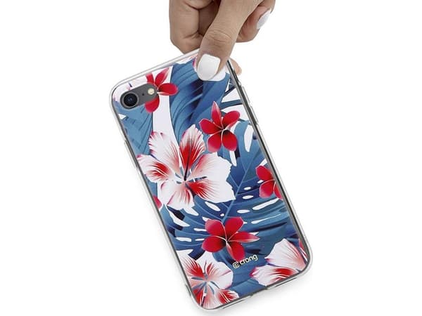 Crong Flower-deksel – iPhone SE (2022/2020) / 8/7-deksel (blå-rød)